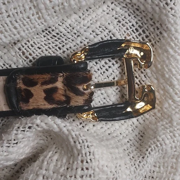 AVIGNON Leopard Buckle & Print Genuine Leather Belt - www  display picture 1